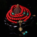 Chavri tibetisches Mala Rot-Türkis-Glückshalsketten-Armband