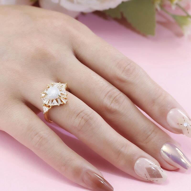 Funkeln Herz Opal Sterling Silber Ring