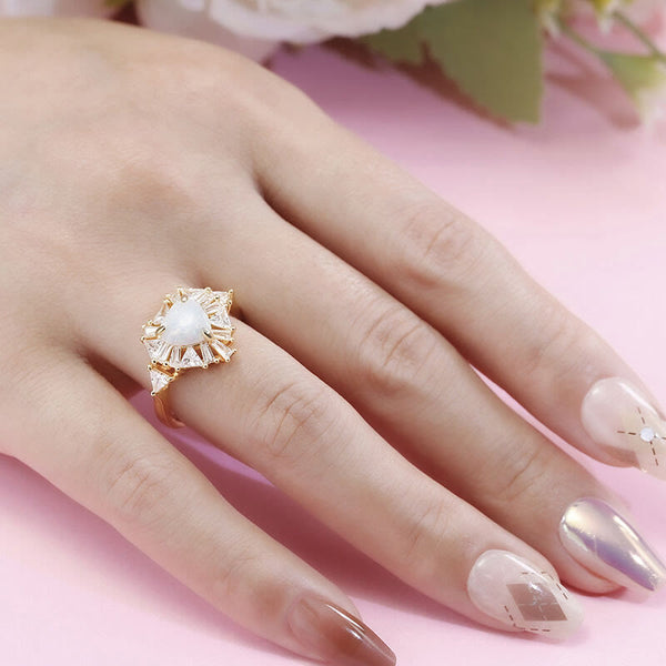 Funkeln Herz Opal Sterling Silber Ring