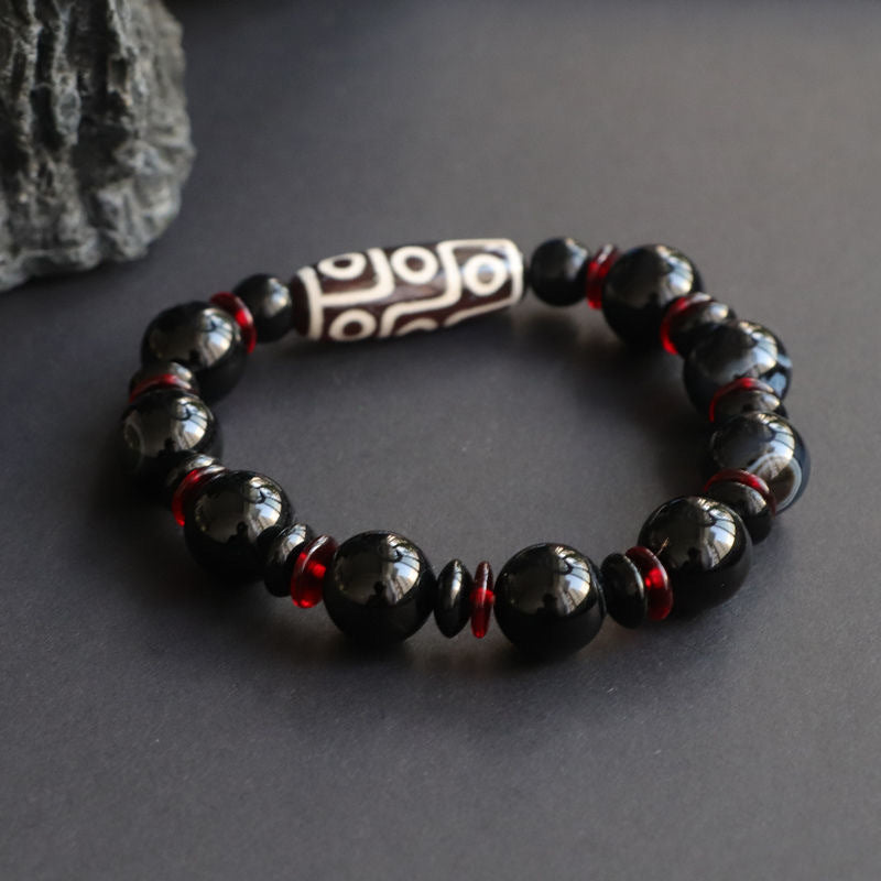 Chavri Black Onyx Nine-Eye Dzi Bead Wealth Protection Armband