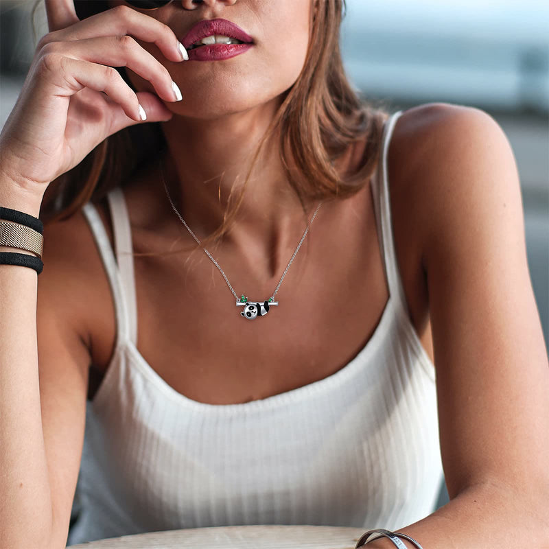 Glück Und Liebe Süße Panda -Blatt -Halskette