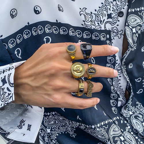 6Ps Männer Rache Sammlung Ring Set Set