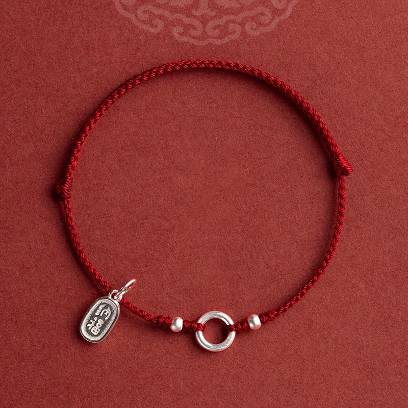 Chavri Armband aus 925er-Sterlingsilber, Glück, Glück, Frieden, Freude, Lotus, Frieden, Schnalle, rote Schnur