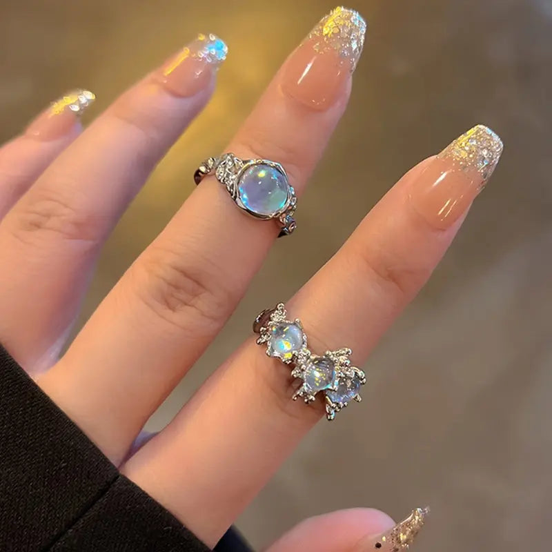Neue Mode Y2k Ring Set mit 9 Stück Herz Finger Ringe für Frauen Mädchen Kpop Süßer Cooler Trendiger ästhetischer Schmuck Geschenke