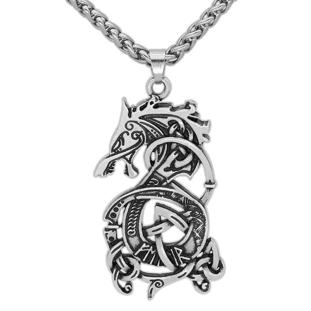 Wikinger-Drachen-Anhänger-Halskette