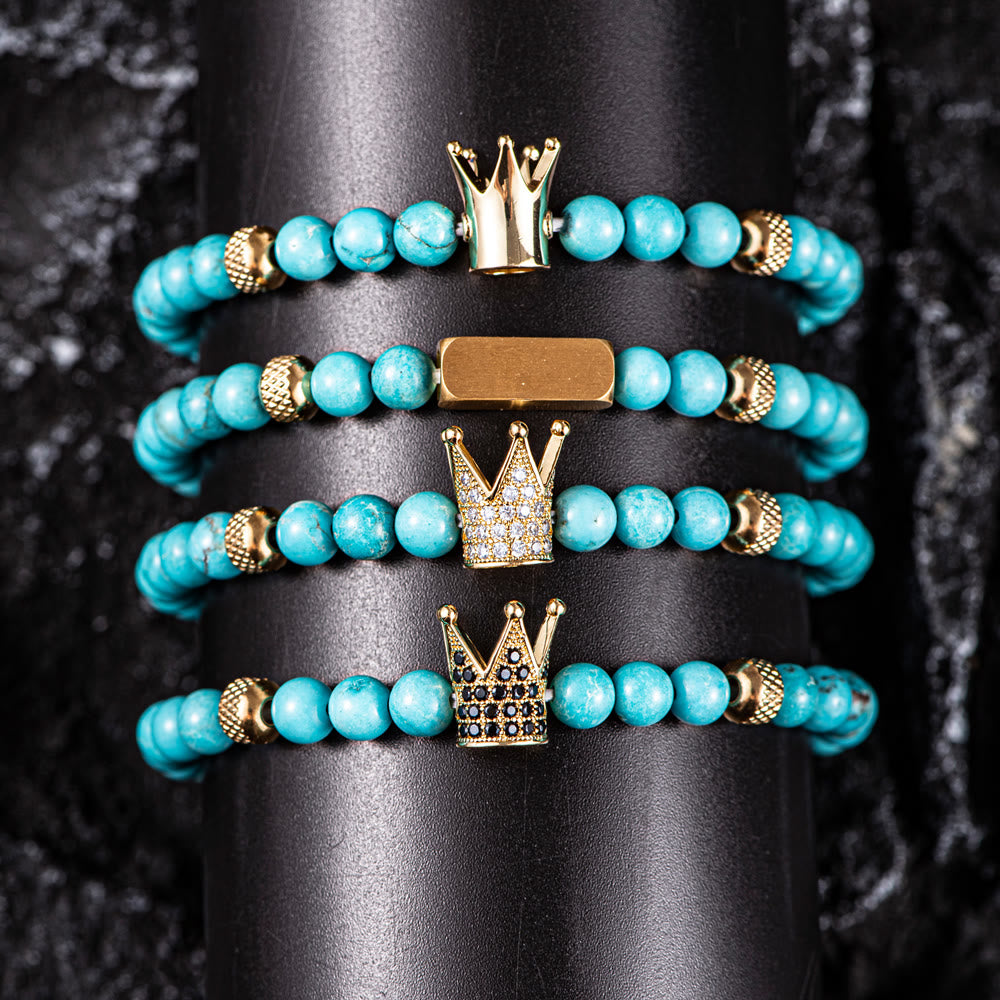 Blauperlen Römische Ziffern Kronenarmband