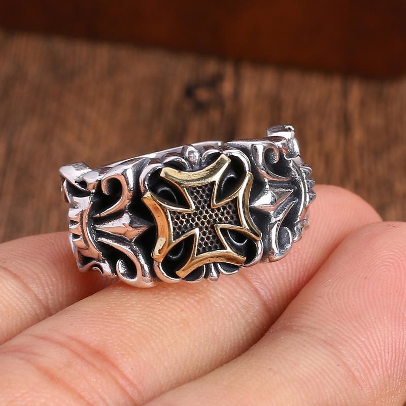 Mein Glaube Vintage Cross Men'S Ring