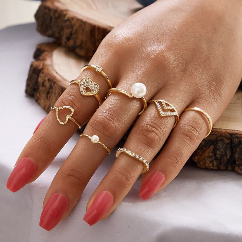 10Pcs Frauen Bohemian Geometrischer Ring -Set
