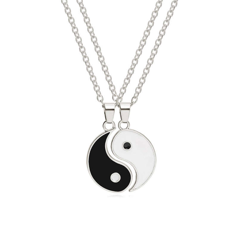 Chavri Yin Yang Hämatit Anhänger Paar Halskette