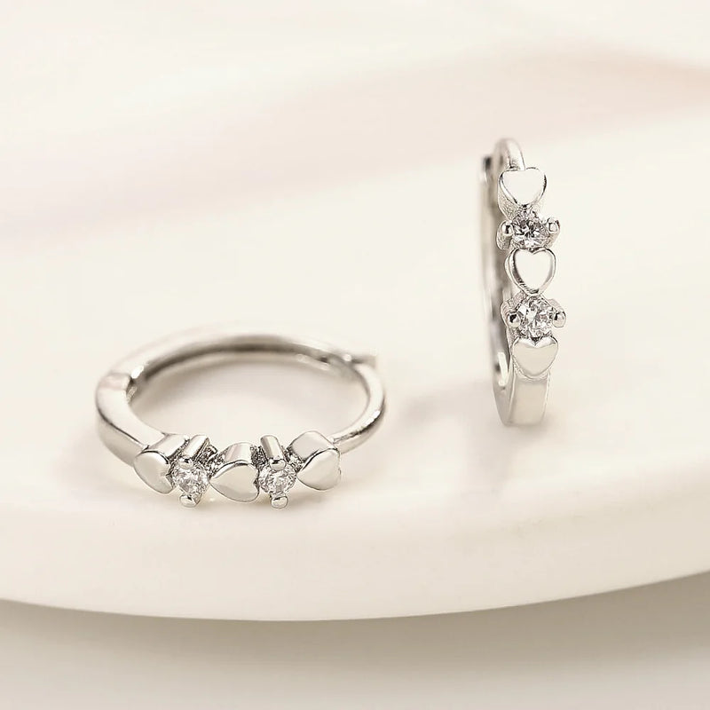Kleine Kreisohrringe mit 925er Silbernadel für Mädchen und Frauen, Edelstahl CZ Herz Ohrhänger, hypoallergene Piercing Ohrstecker Schmuck