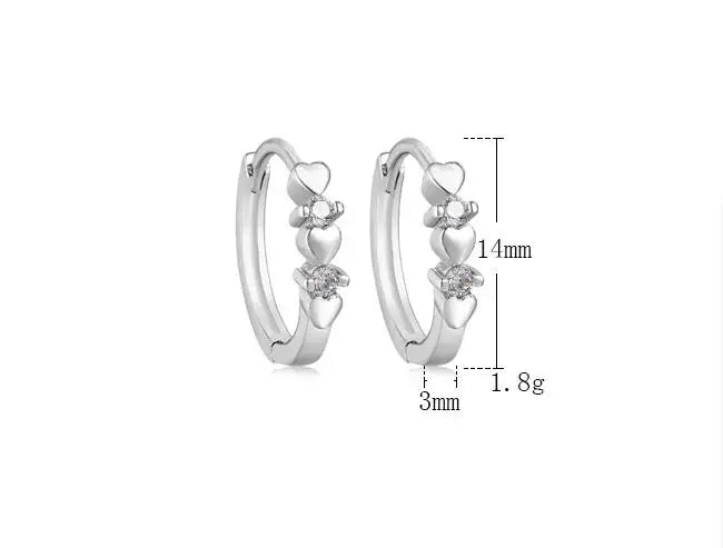 Kleine Kreisohrringe mit 925er Silbernadel für Mädchen und Frauen, Edelstahl CZ Herz Ohrhänger, hypoallergene Piercing Ohrstecker Schmuck