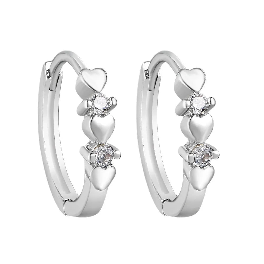 Kleine Kreisohrringe mit 925er Silbernadel für Mädchen und Frauen, Edelstahl CZ Herz Ohrhänger, hypoallergene Piercing Ohrstecker Schmuck