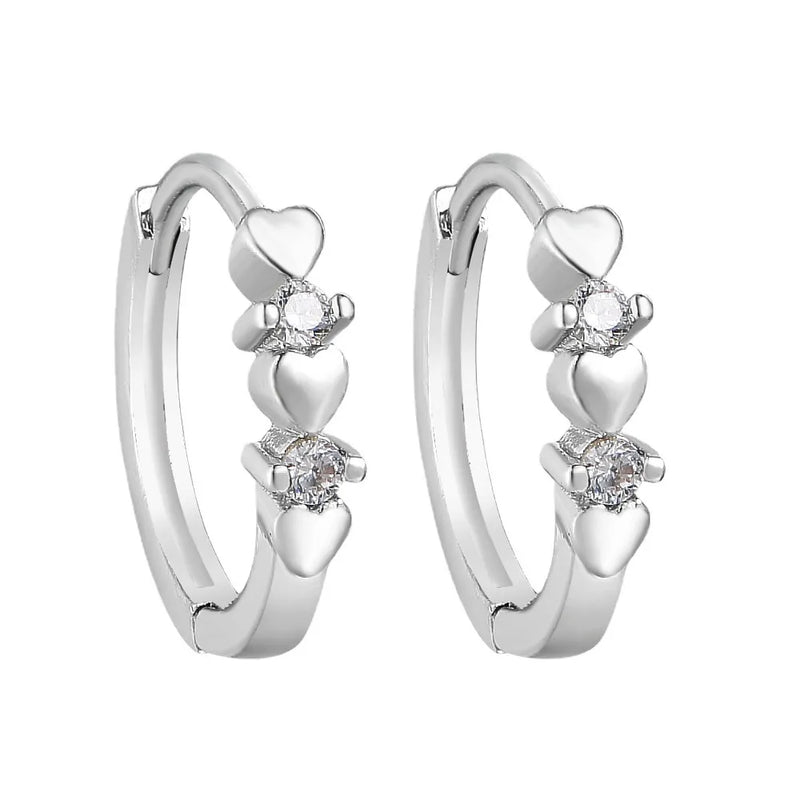 Kleine Kreisohrringe mit 925er Silbernadel für Mädchen und Frauen, Edelstahl CZ Herz Ohrhänger, hypoallergene Piercing Ohrstecker Schmuck