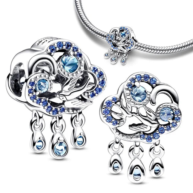 Blumen- und Vogelserie Charme Perlen aus 925er Silber für Schmuckherstellung