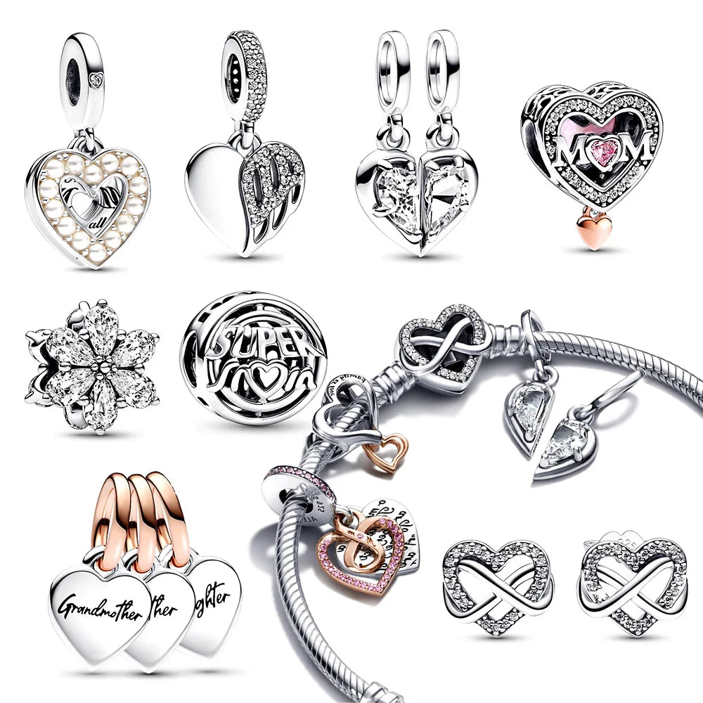 Blumen- und Vogelserie Charme Perlen aus 925er Silber für Schmuckherstellung