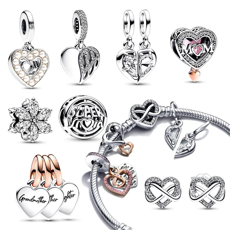 Blumen- und Vogelserie Charme Perlen aus 925er Silber für Schmuckherstellung