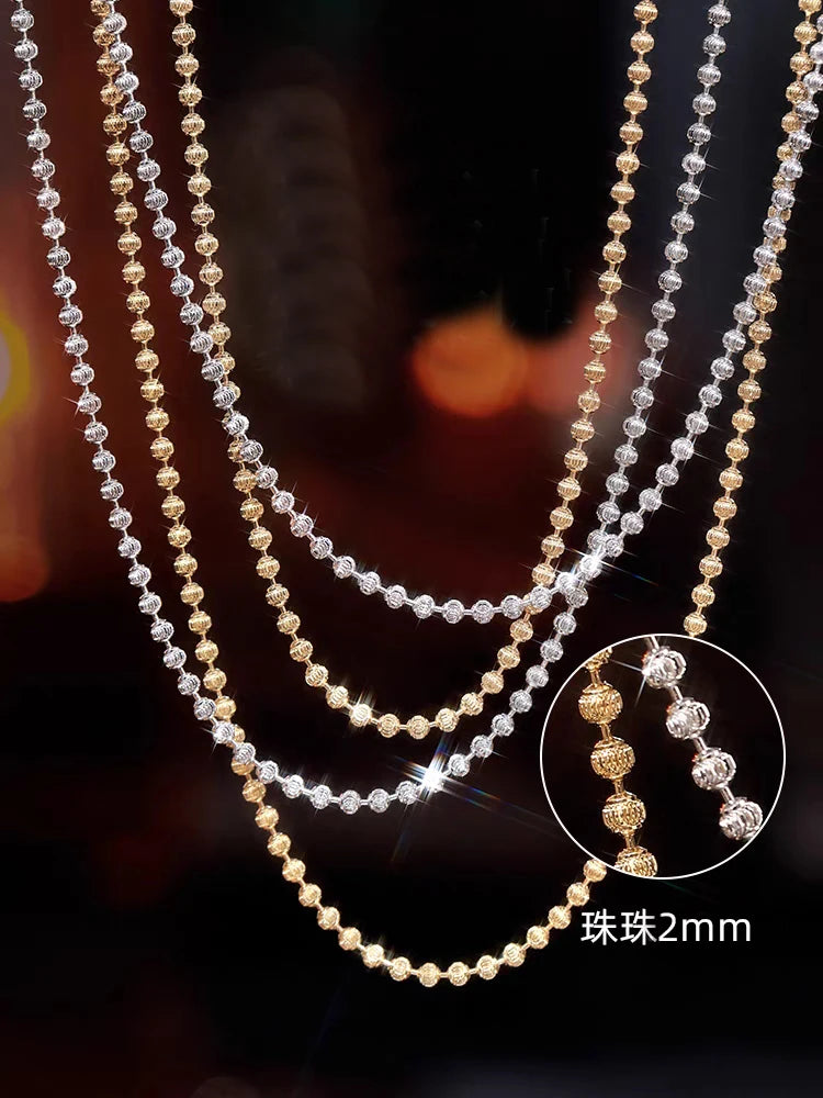 Diamantkette aus 925er Sterlingsilber mit funkelnden 2mm Perlen für Damen und Herren