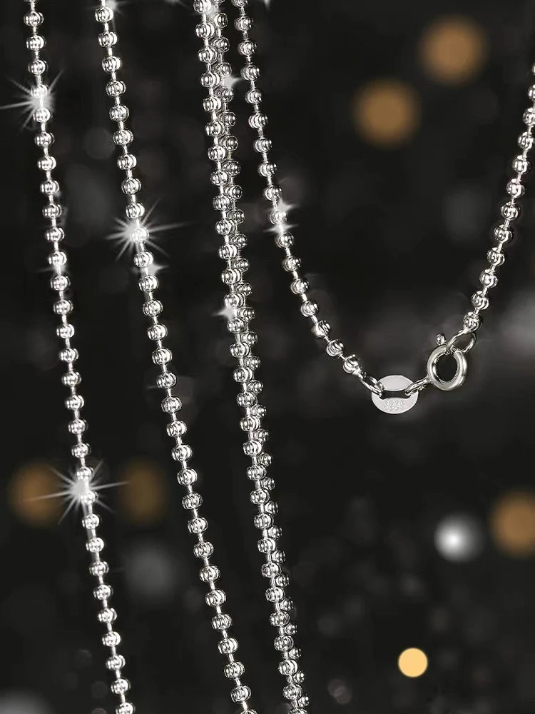 Diamantkette aus 925er Sterlingsilber mit funkelnden 2mm Perlen für Damen und Herren