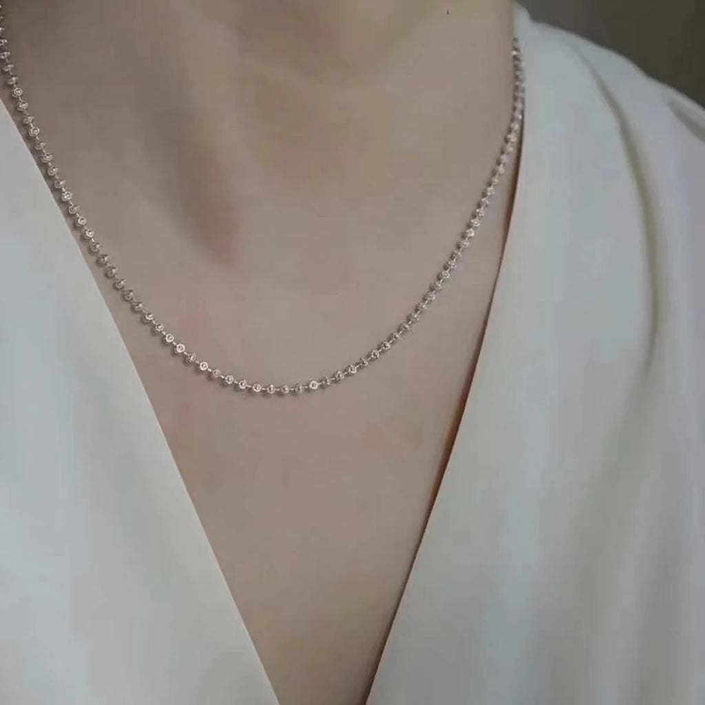 Diamantkette aus 925er Sterlingsilber mit funkelnden 2mm Perlen für Damen und Herren