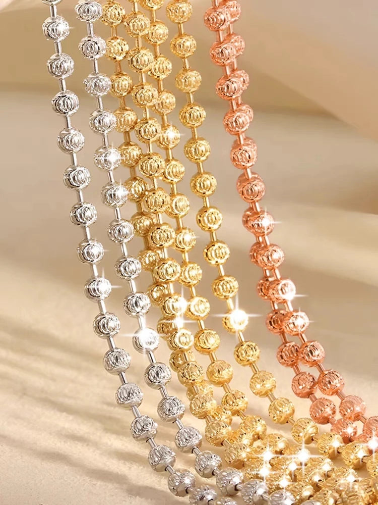 Diamantkette aus 925er Sterlingsilber mit funkelnden 2mm Perlen für Damen und Herren