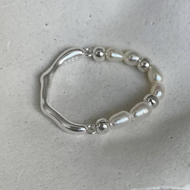 Silberne Perlenringe mit 925er Sterlingsilber | Perlen-Schmuck Silber 925 Ring