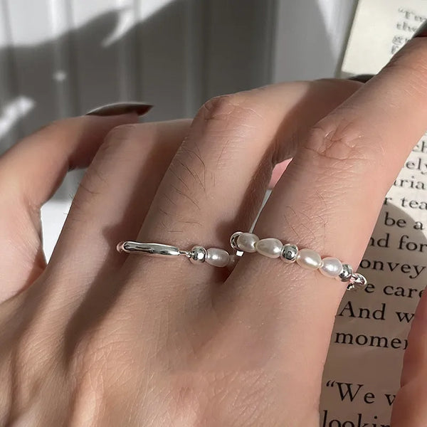 Silberne Perlenringe mit 925er Sterlingsilber | Perlen-Schmuck Silber 925 Ring