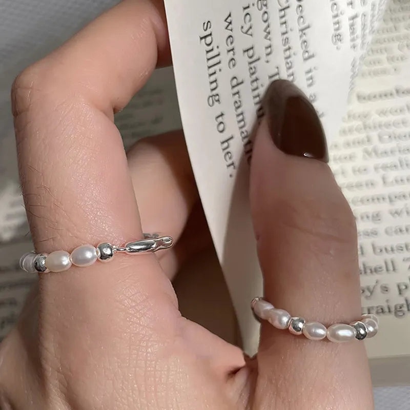 Silberne Perlenringe mit 925er Sterlingsilber | Perlen-Schmuck Silber 925 Ring