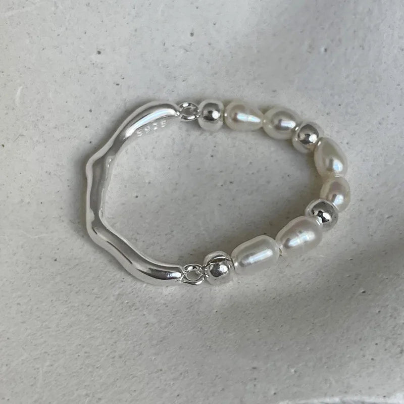 Silberne Perlenringe mit 925er Sterlingsilber | Perlen-Schmuck Silber 925 Ring