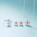 Silber Schmuckset für Frauen mit Kirschblütenmuster