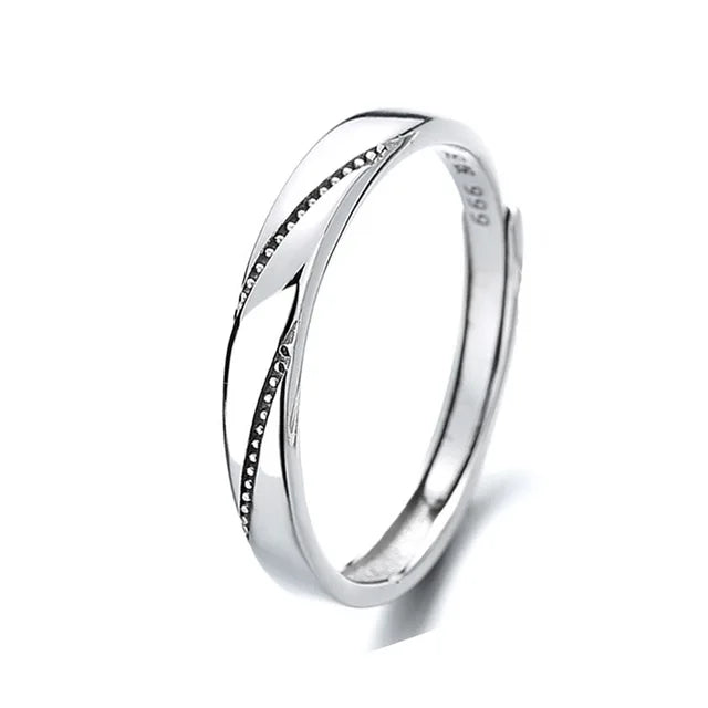 Hochwertiger Kristall-Zirkon-Paar-Ring für Herren aus 925er Sterlingsilber