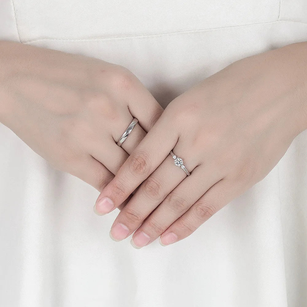 Hochwertiger Kristall-Zirkon-Paar-Ring für Herren aus 925er Sterlingsilber