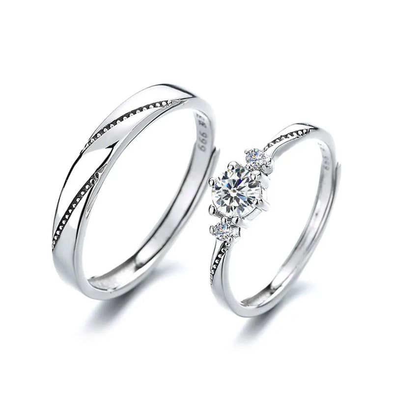 Hochwertiger Kristall-Zirkon-Paar-Ring für Herren aus 925er Sterlingsilber