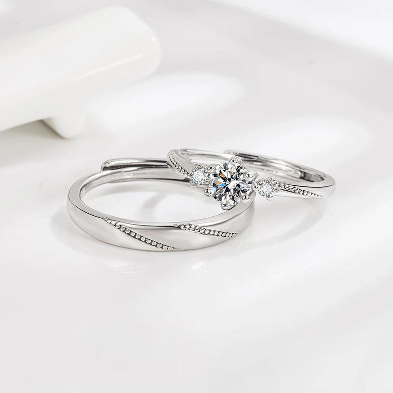 Hochwertiger Kristall-Zirkon-Paar-Ring für Herren aus 925er Sterlingsilber