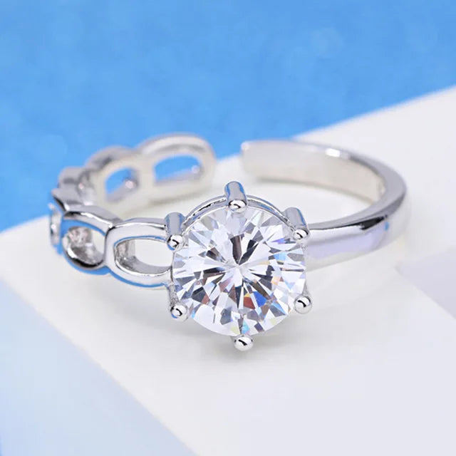 Eleganter Stapelring aus Platin überzogenem 925er Sterlingsilber mit Zirkonia für Damen