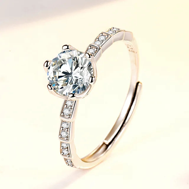 Eleganter Stapelring aus Platin überzogenem 925er Sterlingsilber mit Zirkonia für Damen