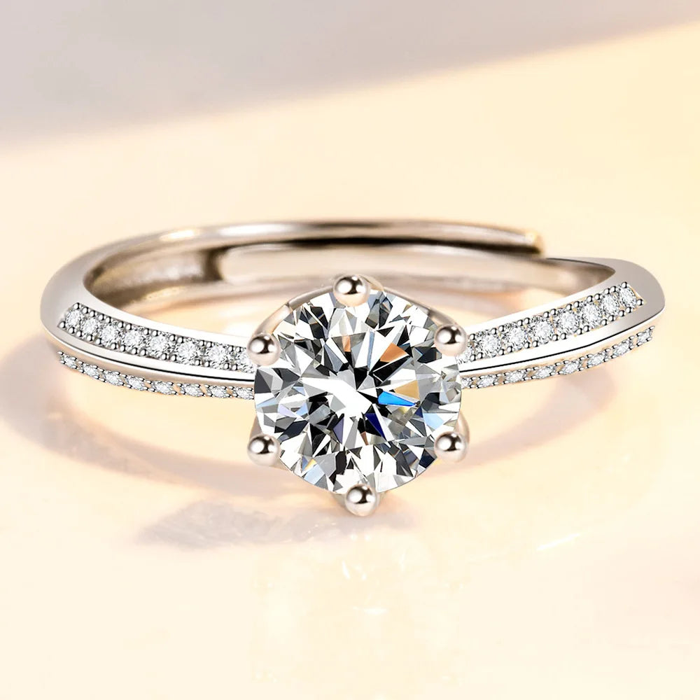 Eleganter Stapelring aus Platin überzogenem 925er Sterlingsilber mit Zirkonia für Damen