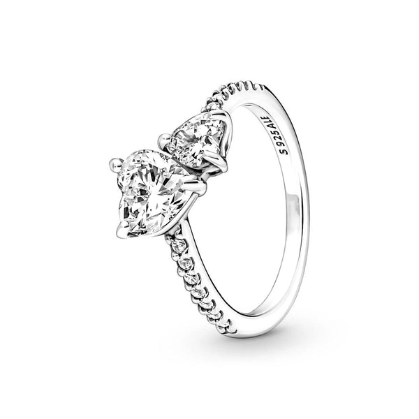 Schmuckgeschenke zum Muttertag und Geburtstagsfeier: Pandora Doppelherz-Ring aus 925er Sterlingsilber