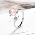 Hochwertiger verstellbarer Ring mit Kristall-Zirkon-Agat-Füchsen in 925er Sterling Silber Roségold - Modischer Schmuck für Frauen