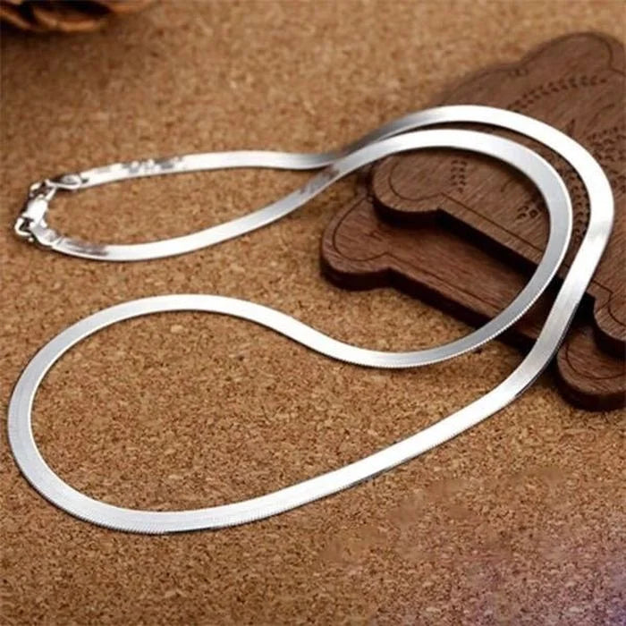 Elegante 925 Sterling Silber Kette mit 4mm Klingen für Damen und Herren - Hochwertiger Schmuck für Hochzeiten und Feiern