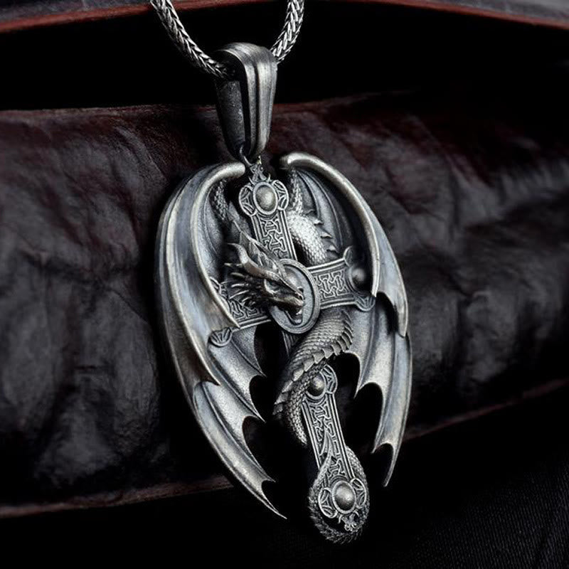 Faith Energy Cross Dragon Schädel Retro Halskette
