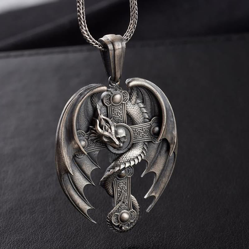 Faith Energy Cross Dragon Schädel Retro Halskette