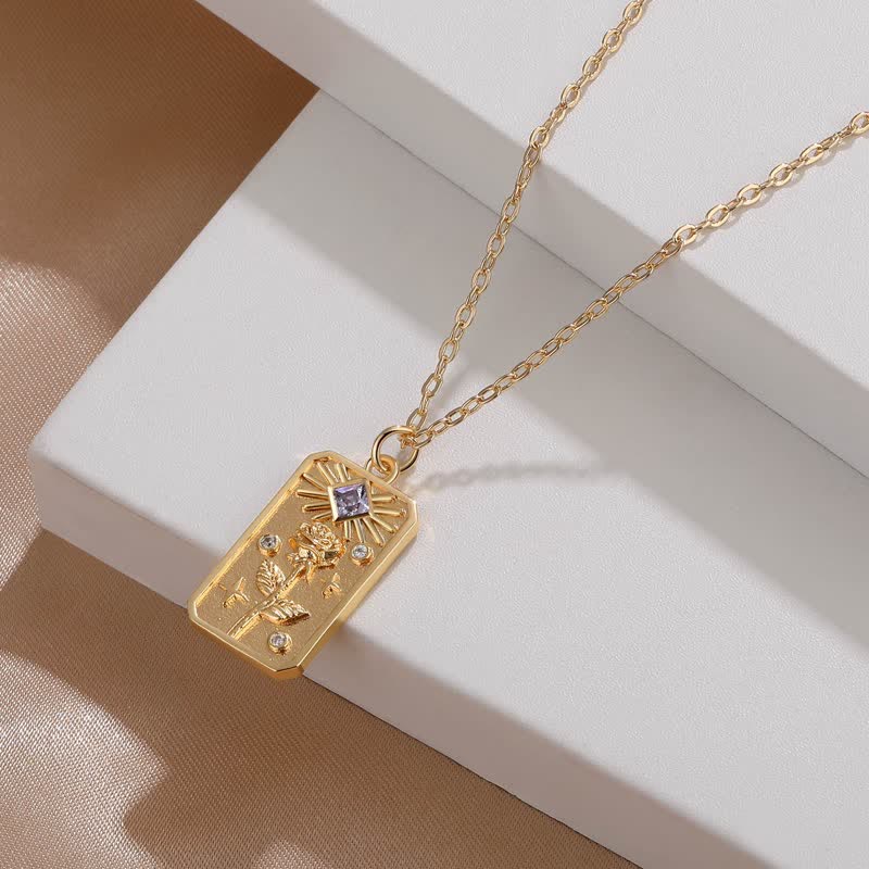 Geprägter Geburtsstein Empfindliche Geburtsblumenkette