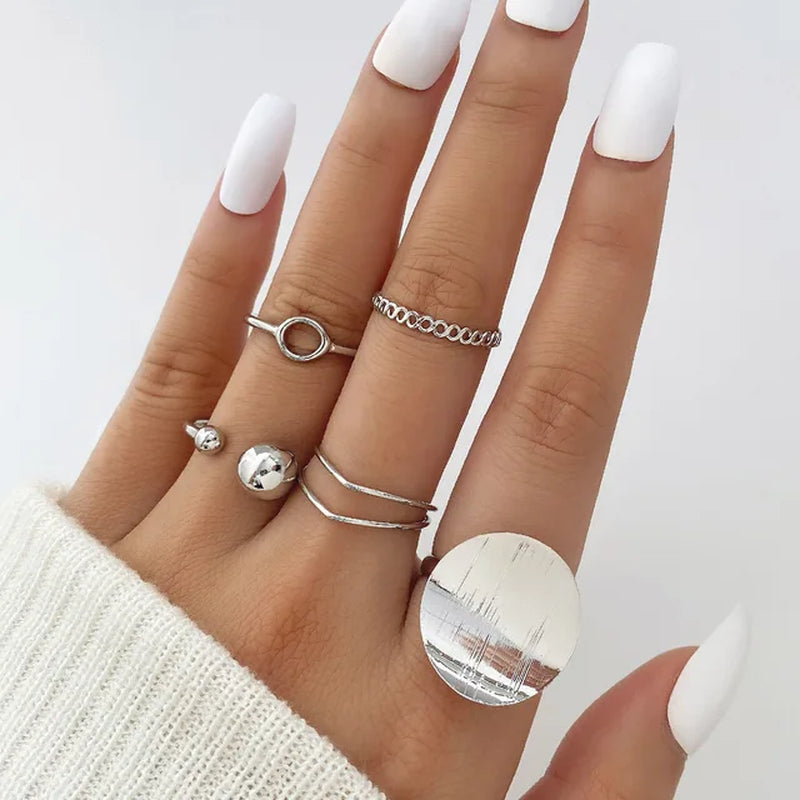 Mode Silber Farbe Metall Ringe Set Herz Schmetterling Blätter Blume Kristall Trendy Finger Ring für Frauen Schmuck Geschenke