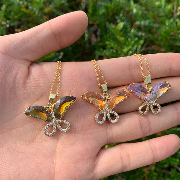 Kristallglas Schmetterling Halskette