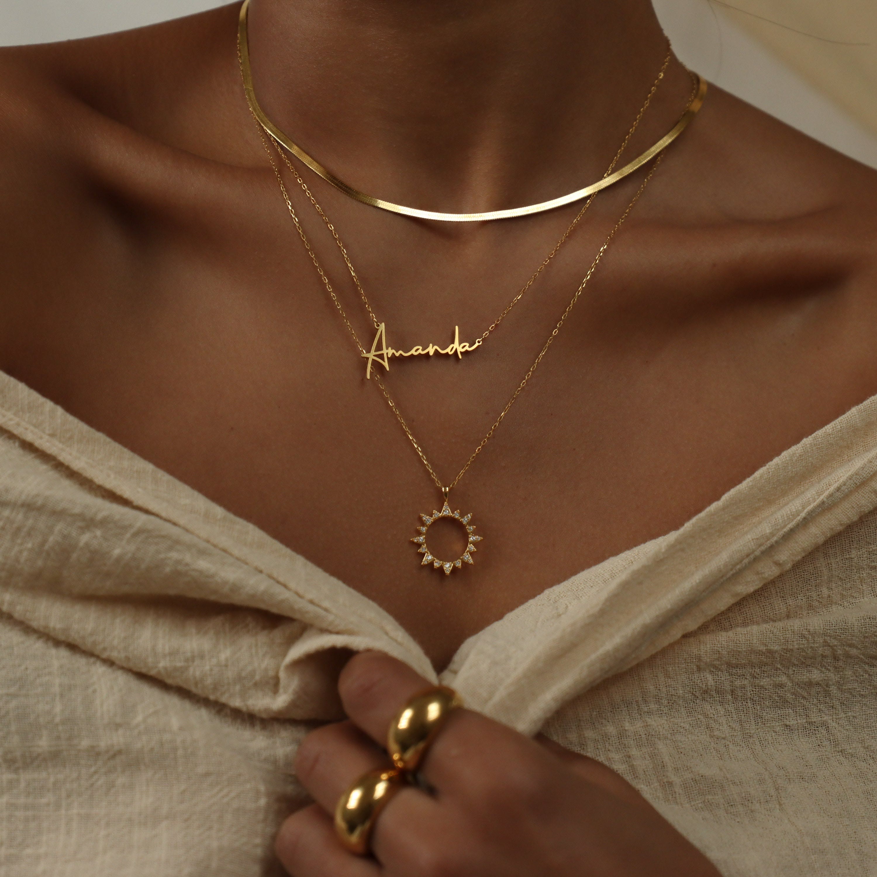Boho Sun Zirkon Halskette