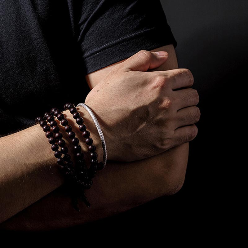 Chavri tibetisches Herz-Sutra-Glücksarmband aus weißem Kupfer