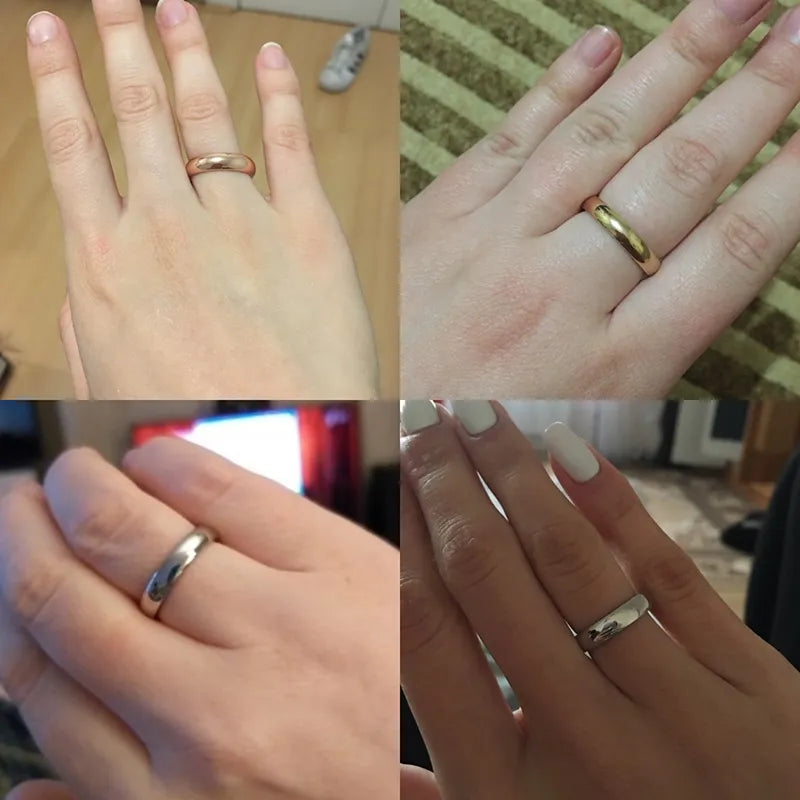 Einfache 2/4/6/8 Mm Edelstahl Hochzeit Ringe Goldene Glatte Frauen Männer Paar Ring Mode schmuck