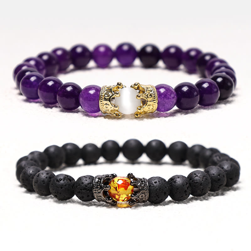 Chavri Naturstein King&Queen Crown Healing Energy Beads Paar Armband