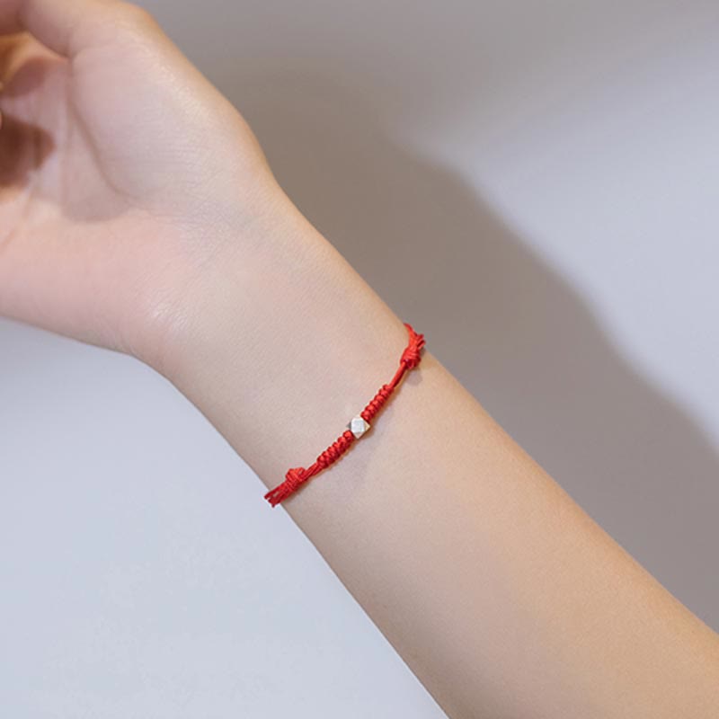 Chavri 925 Sterling Silber Glücksperlenschutz Rote Schnur Geflochtenes Armband