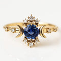 Zarte Goldene Saphirmond Und Sternring